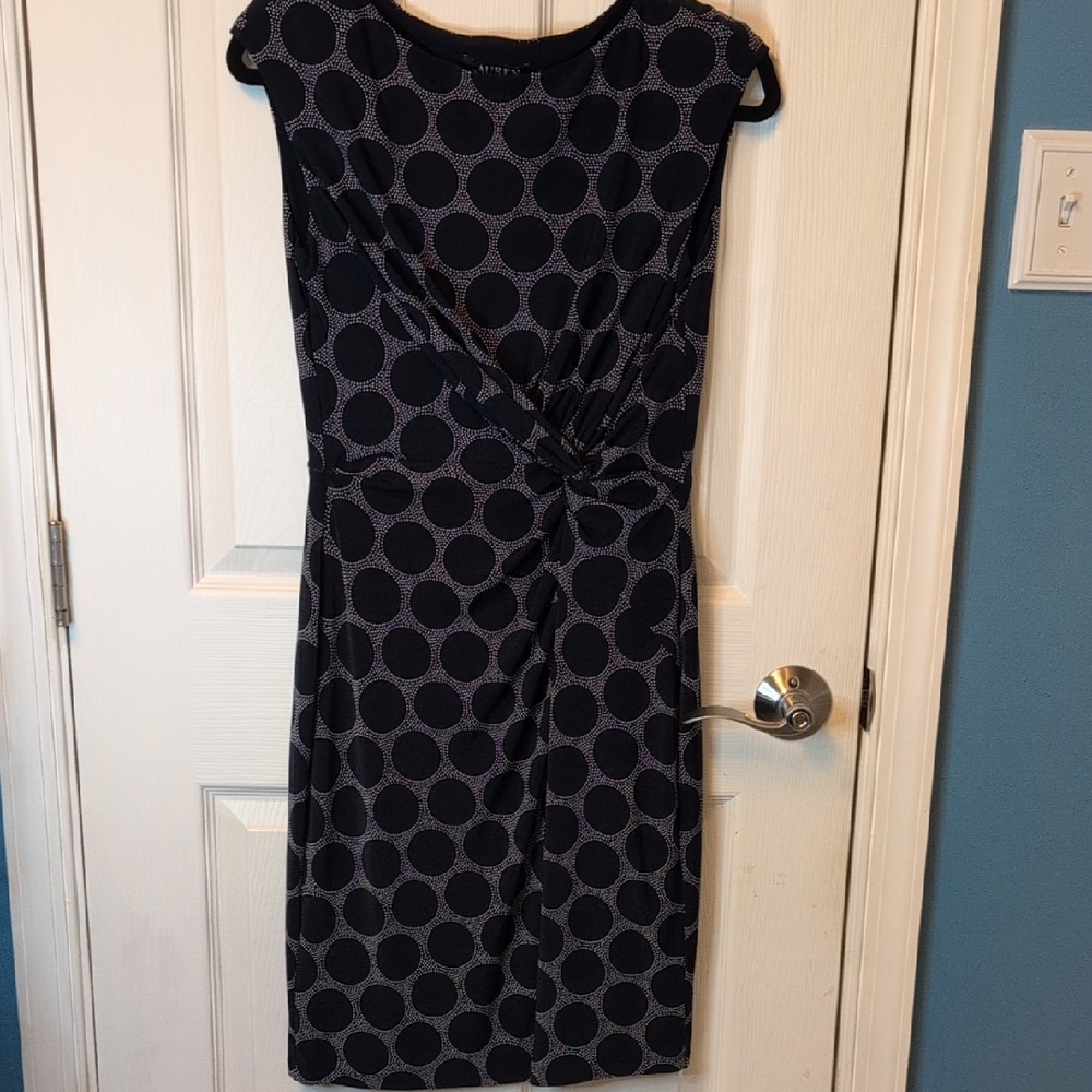 Ralph Lauren Navy Polka Dot Dress